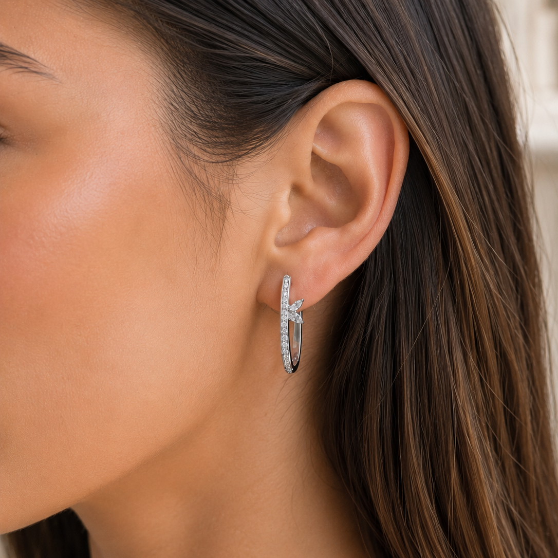 Elongated Diamond Hoops