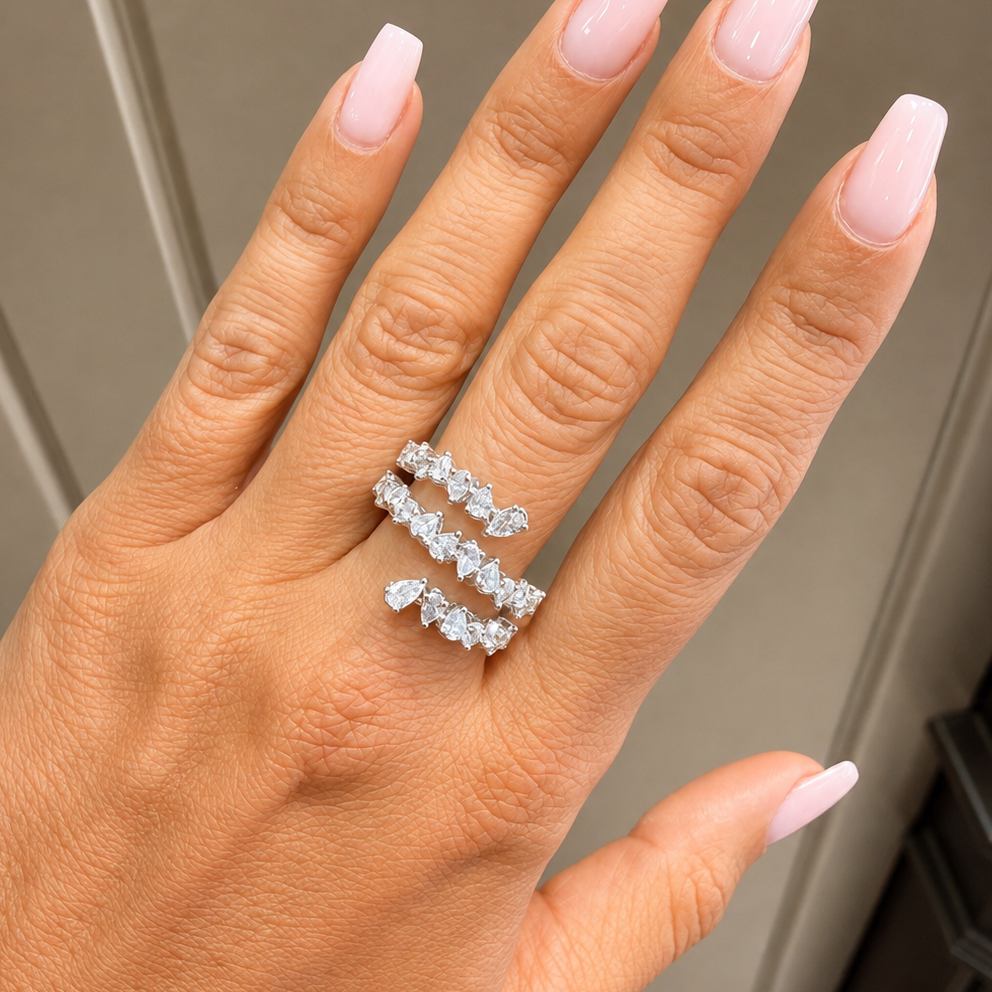 3-Line Pearshape Ring