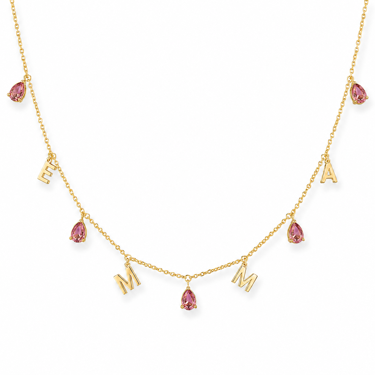 Tourmaline & Letters Necklace