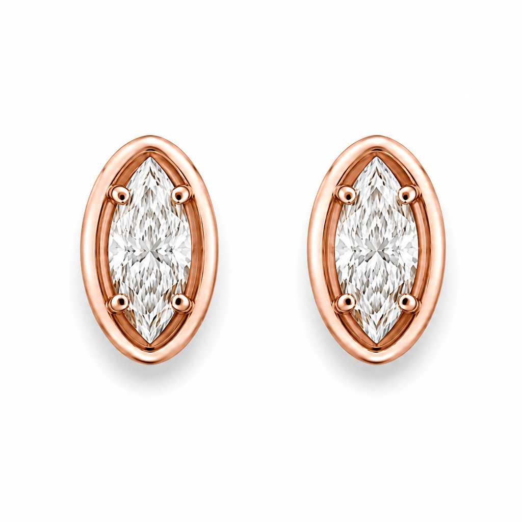 Rose Gold Mini Marquise Stud