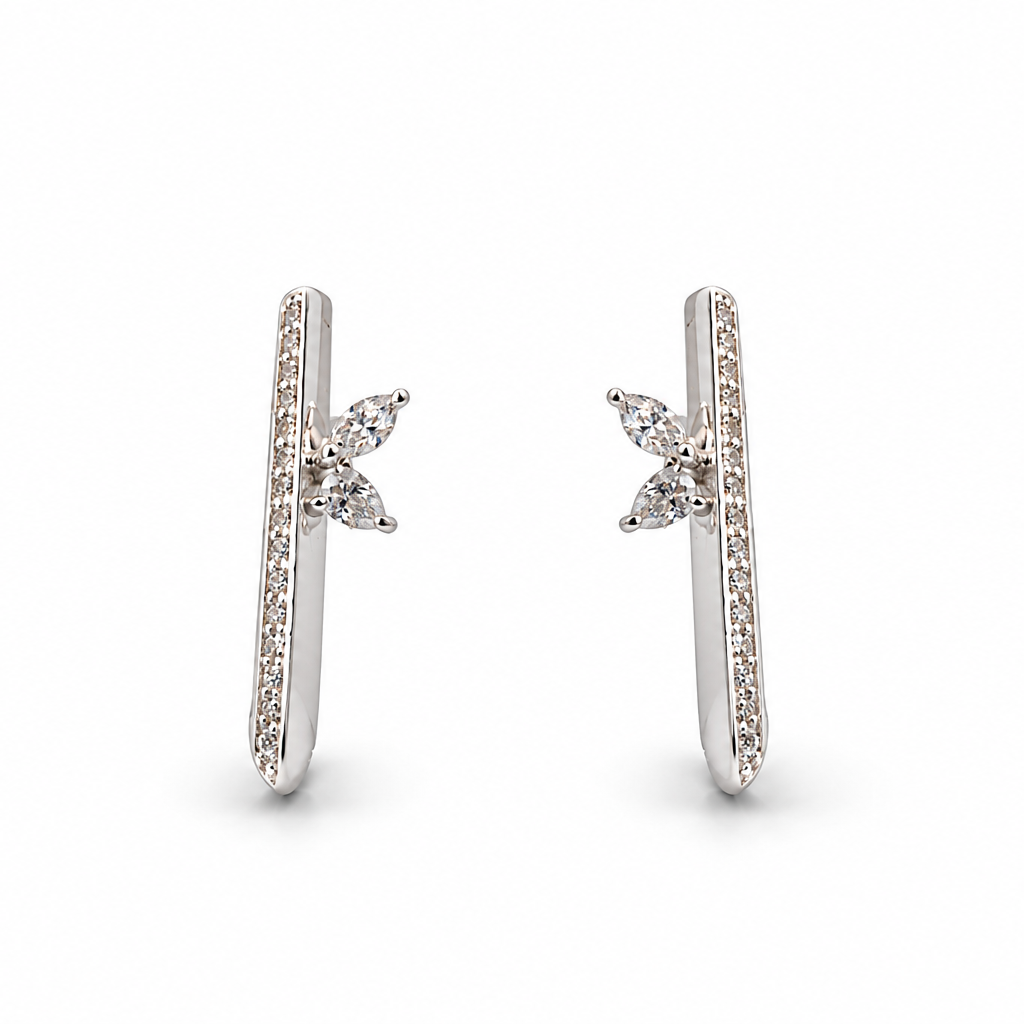Elongated Diamond Hoops