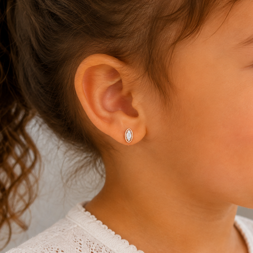 Rose Gold Mini Marquise Stud