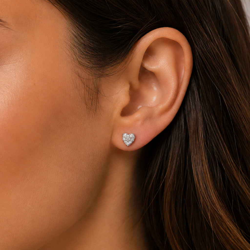 Diamond Heart Cluster Studs