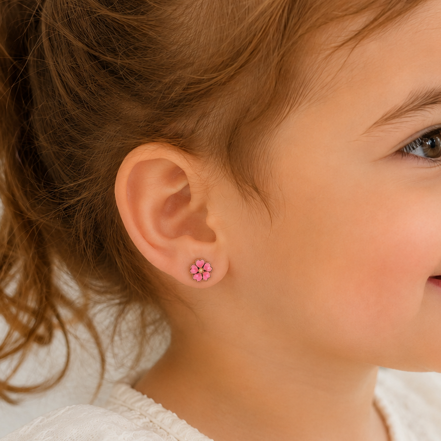 Pink Flower Earrings