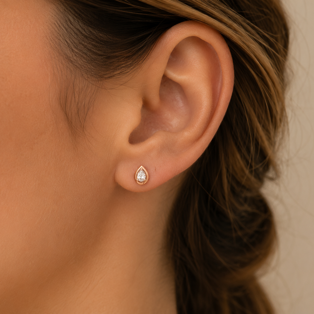 Rose Gold Mini Pearshape Stud