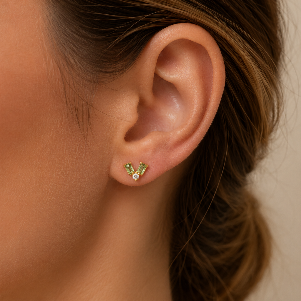 Double Olive Green Studs