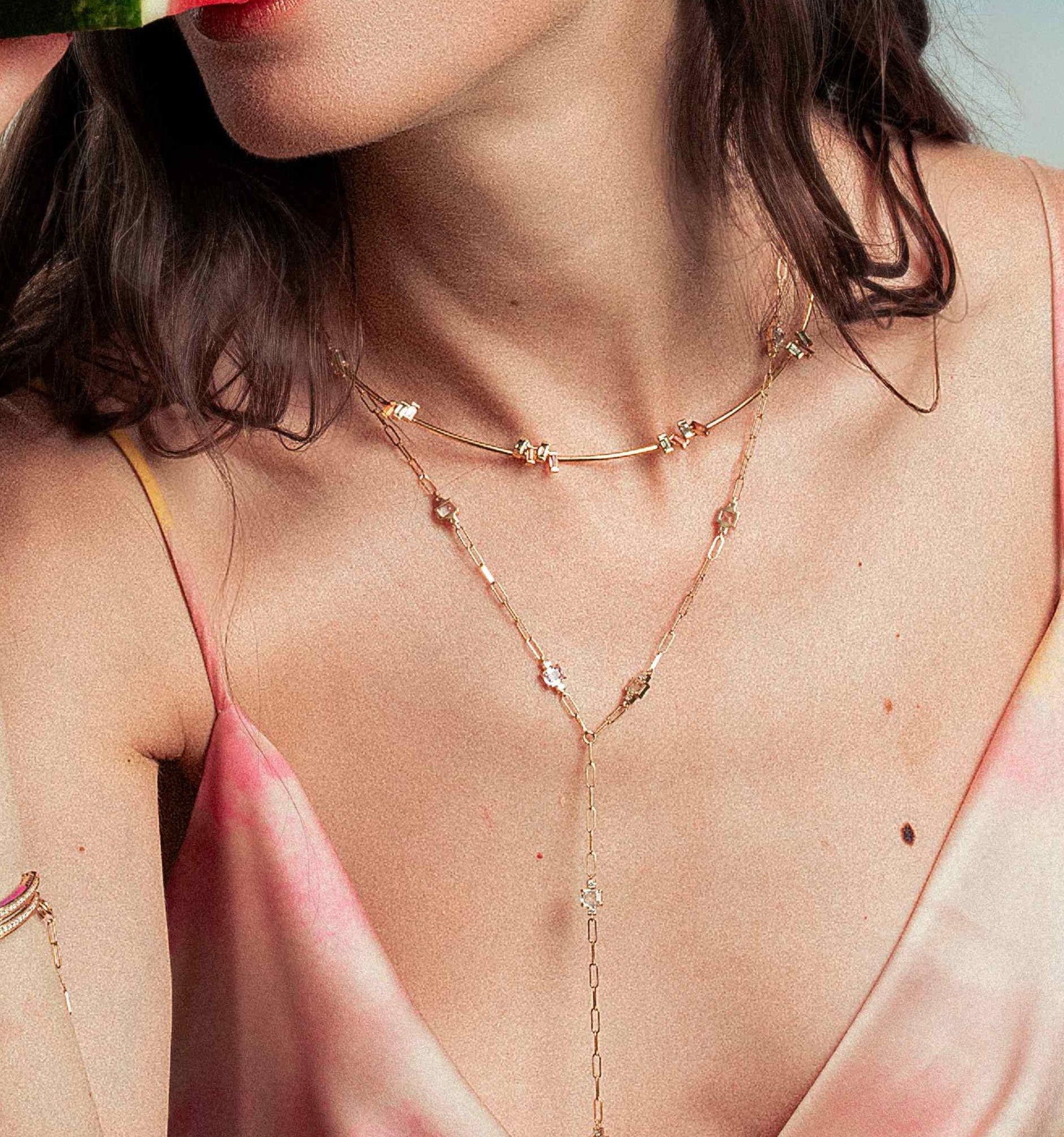 Choker with Colored Sapphire Baguettes