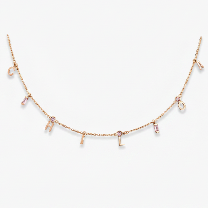 Sapphire & Letters Necklace