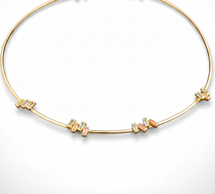 Choker with Colored Sapphire Baguettes