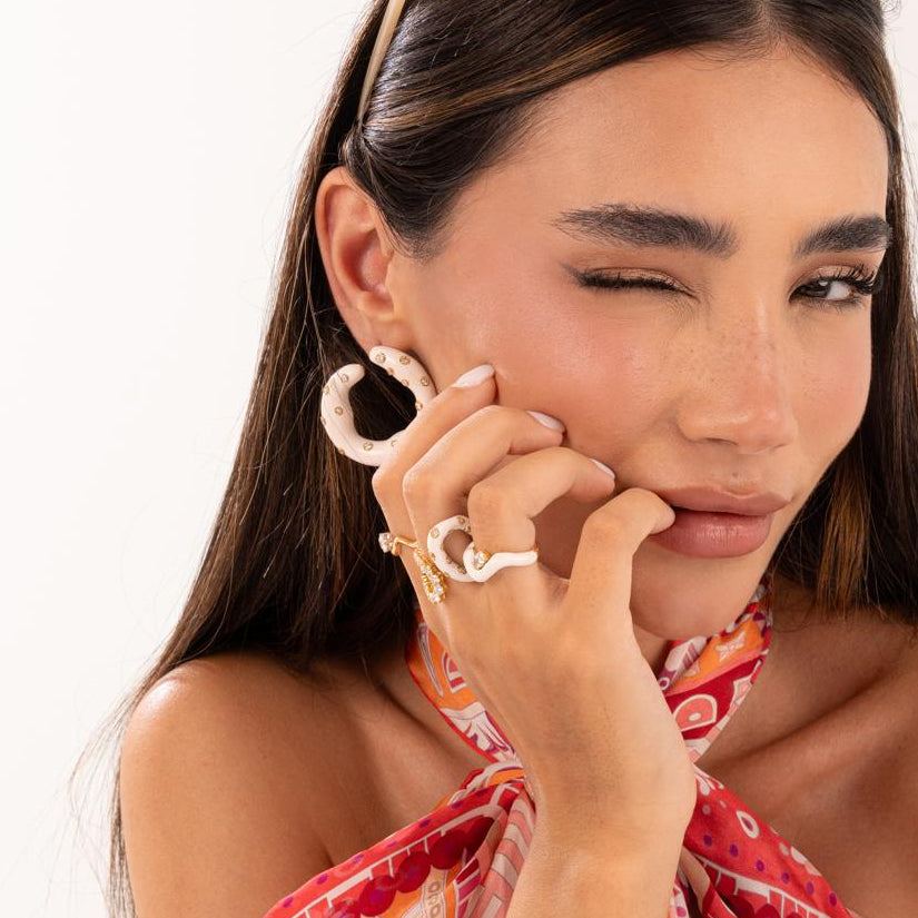 White Ceramic Earrings