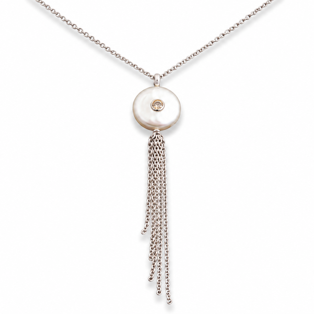 Pearl Necklace with Dangling Chains