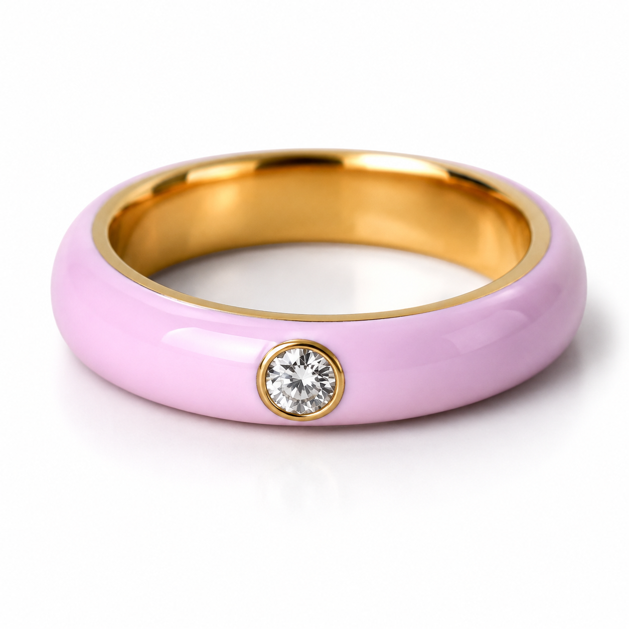 Enamel Band with Diamond Stone