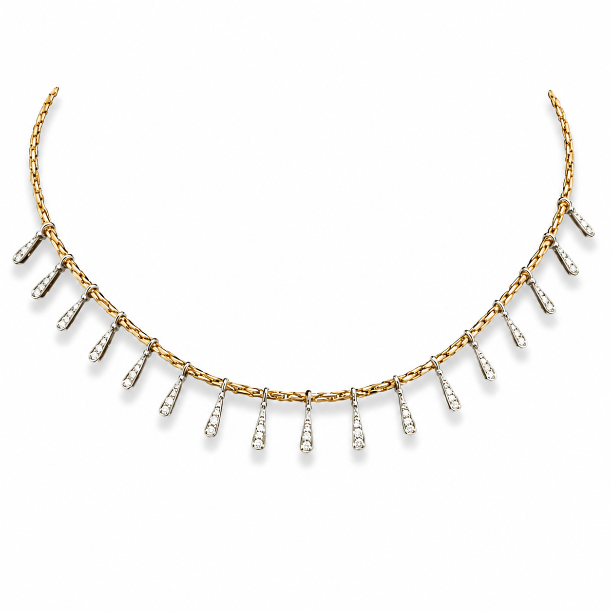 Necklace with White Pave Drops