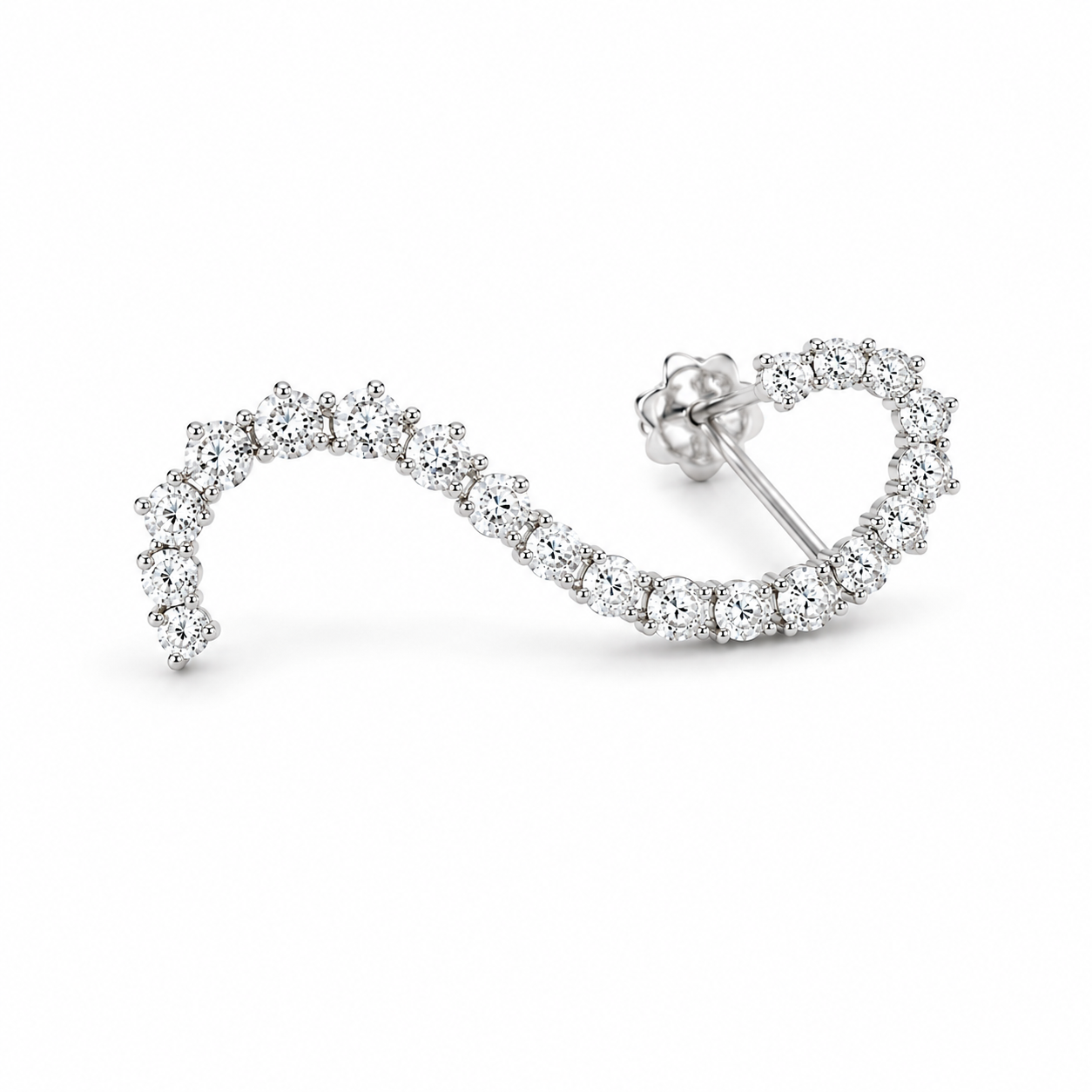 One Side S Diamond Earring
