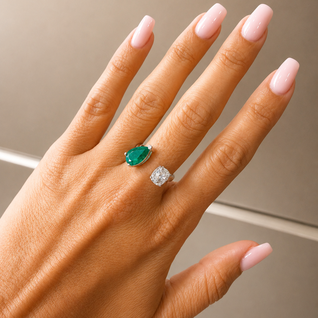 Emerald Pear x Diamond Oval