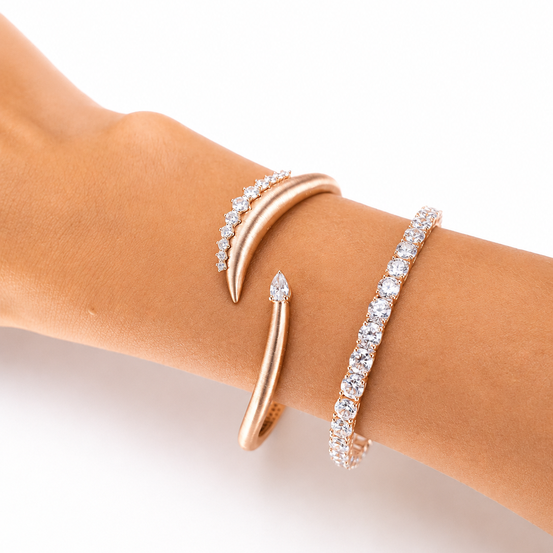 Brushed Wave Open Bracelet