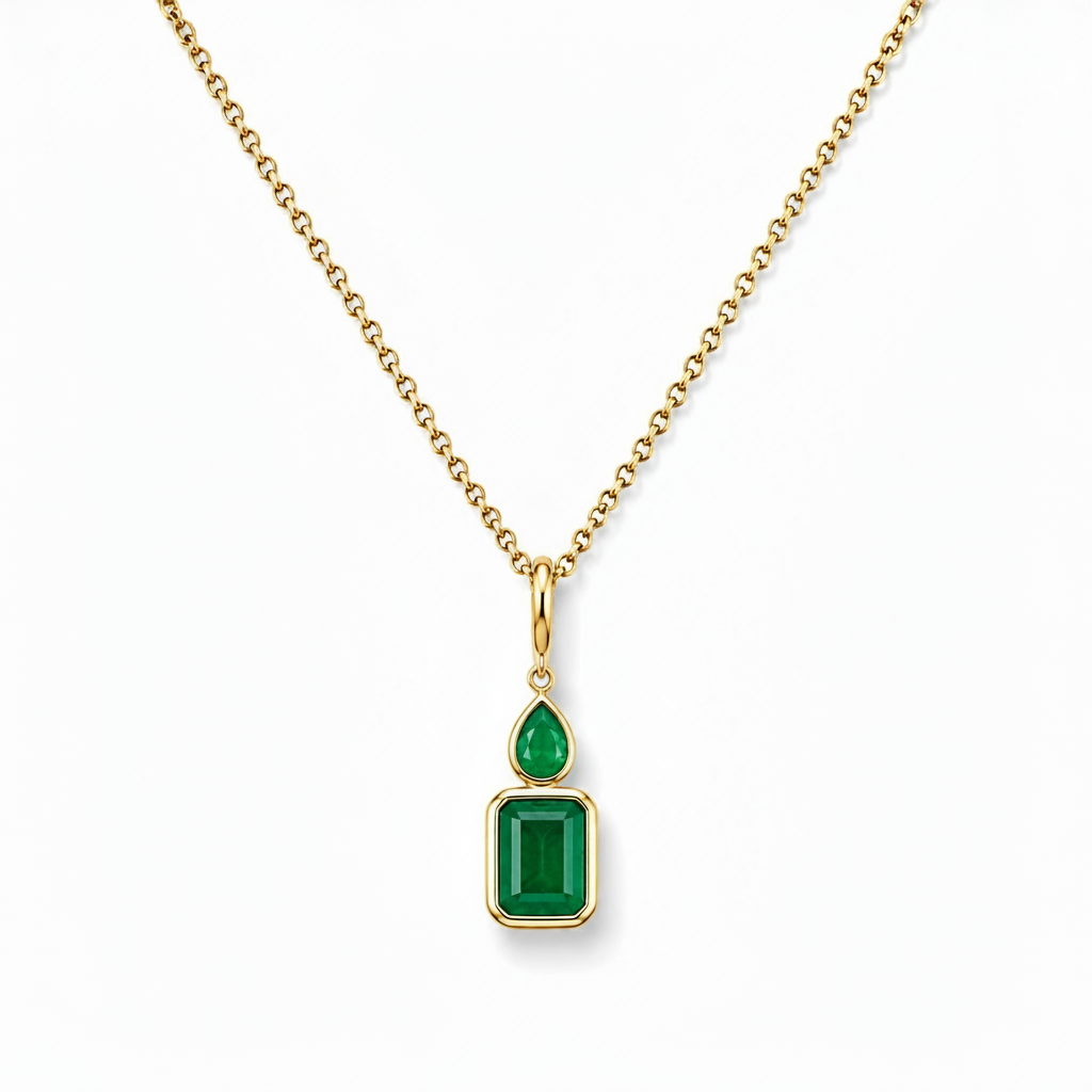 Emerald Drop Long Pendant