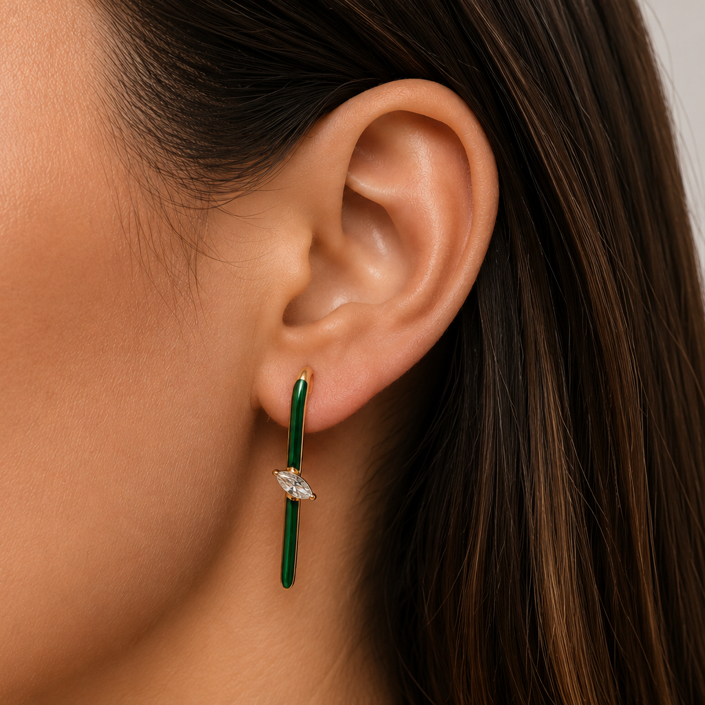Elongated Enamel Marquise Earrings