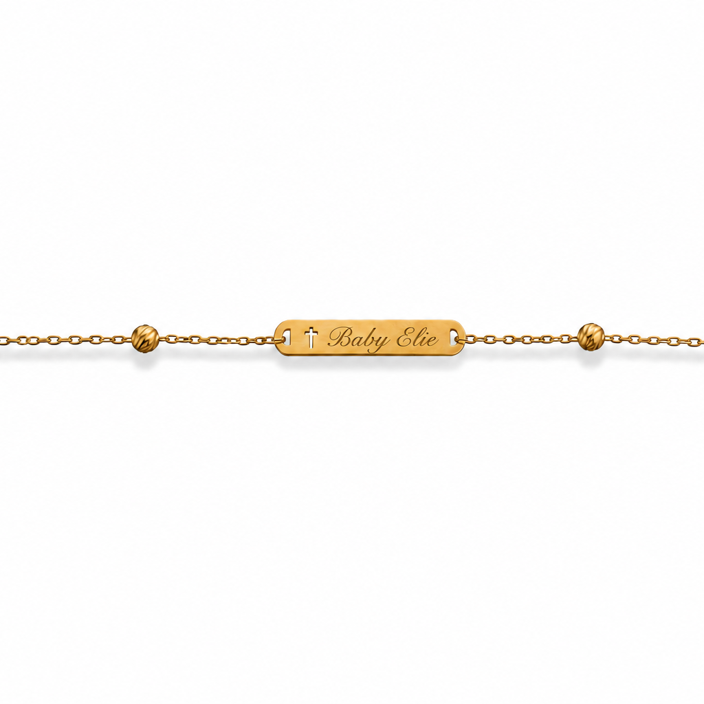 Baby Cross and Name Bracelet