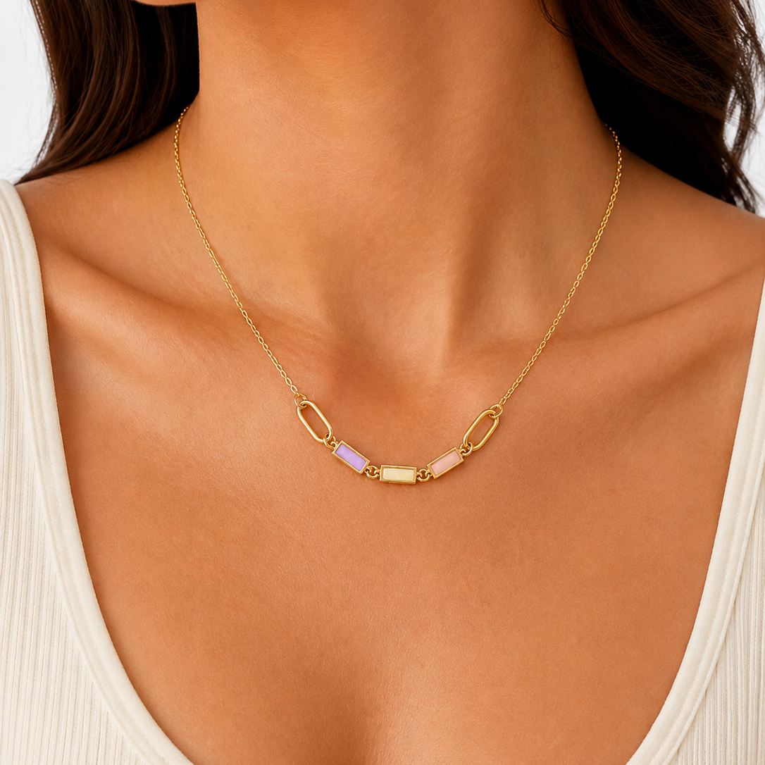Pastel Enamel Chain Necklace