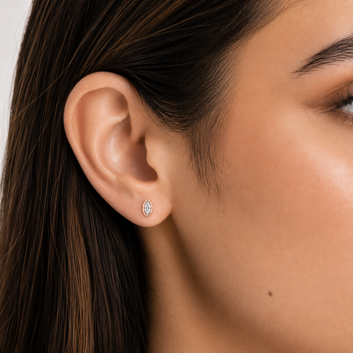 Rose Gold Mini Marquise Stud