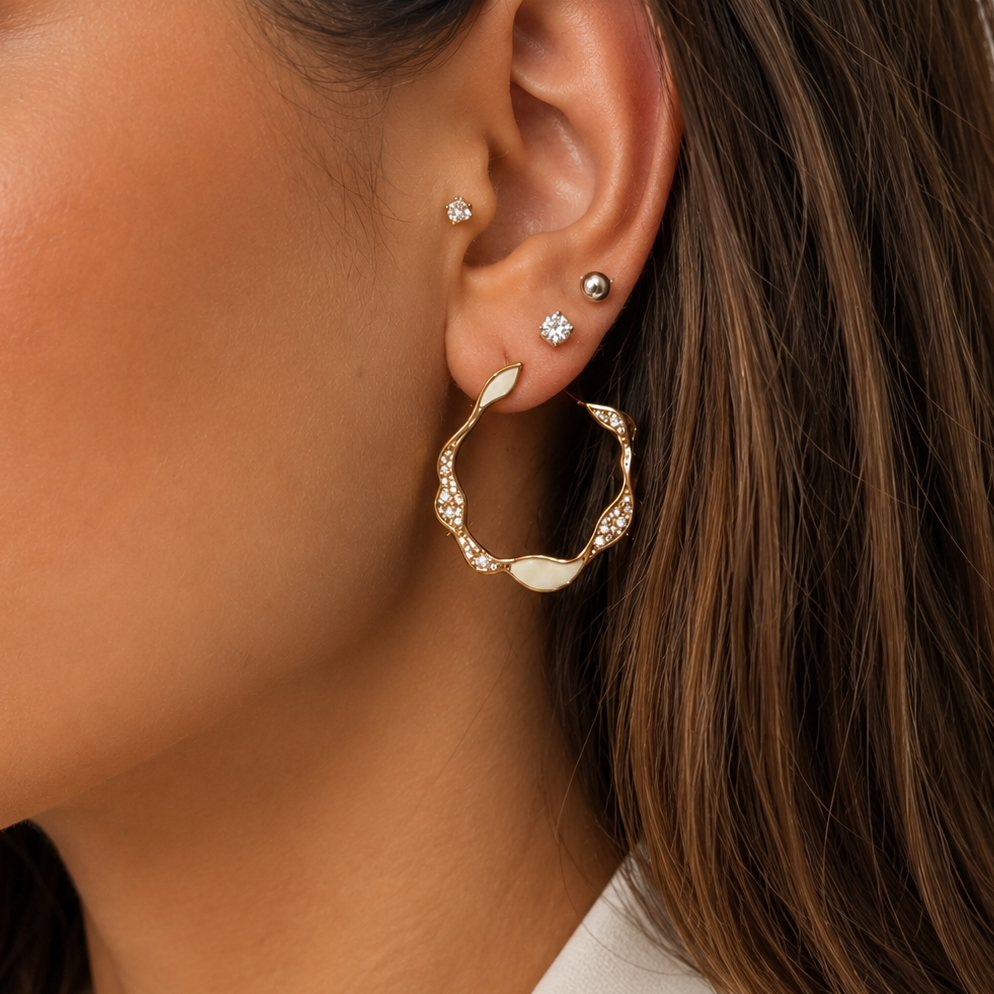 Waves with Enamel Earrings