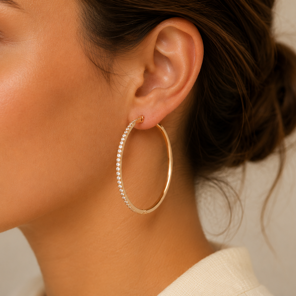Rose Gold Diamond Hoops