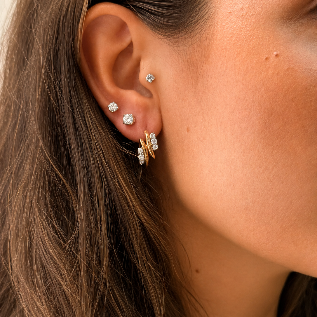 Rose & Diamond Hoops