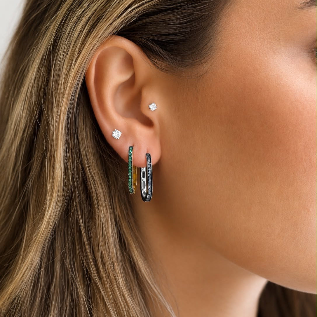 Emerald Elongated Hoops