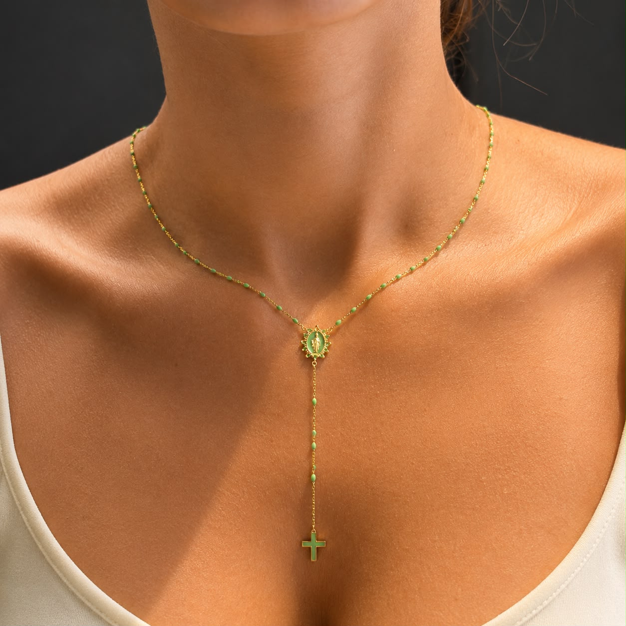 Green Enamel Rosary