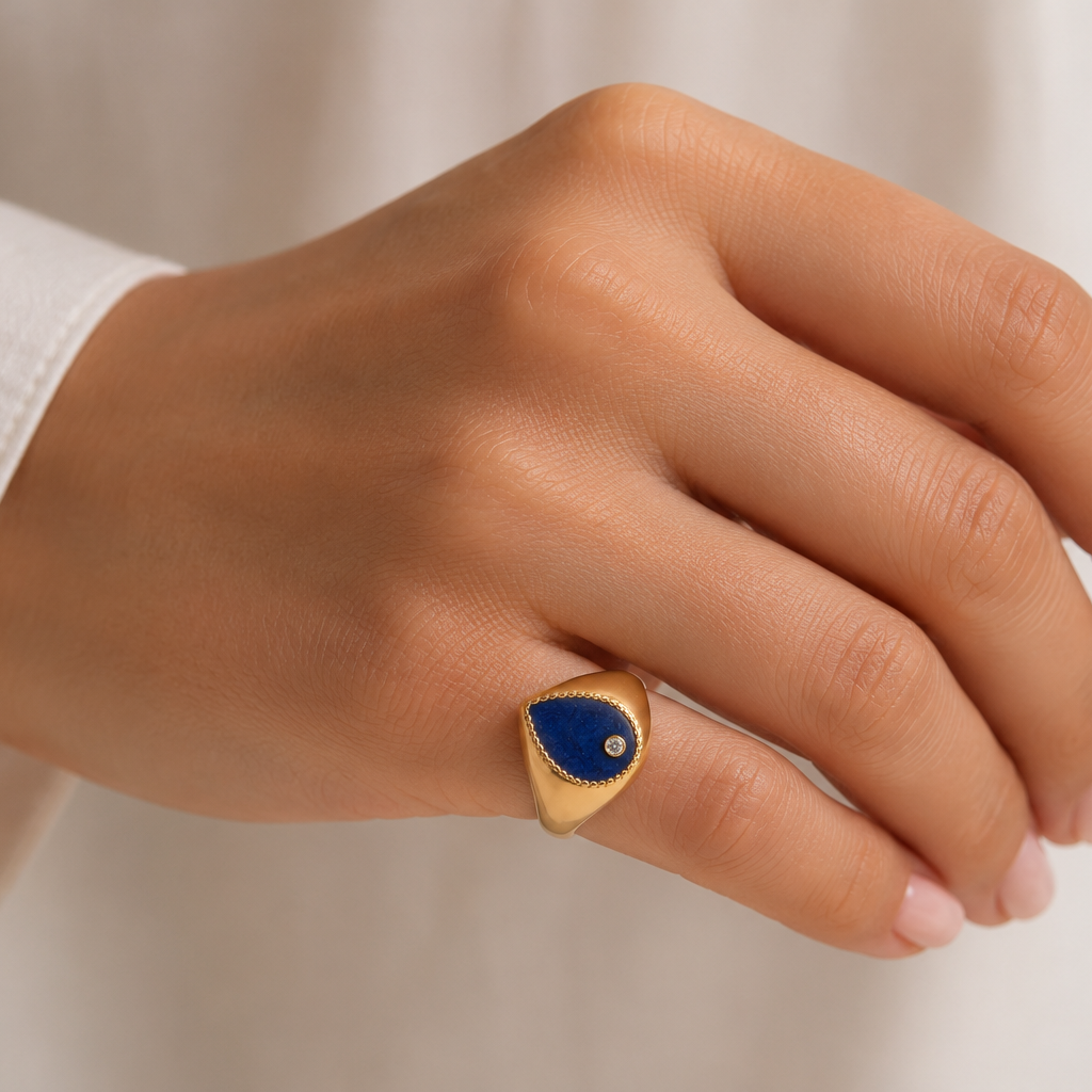 Deep Blue Pinky Ring