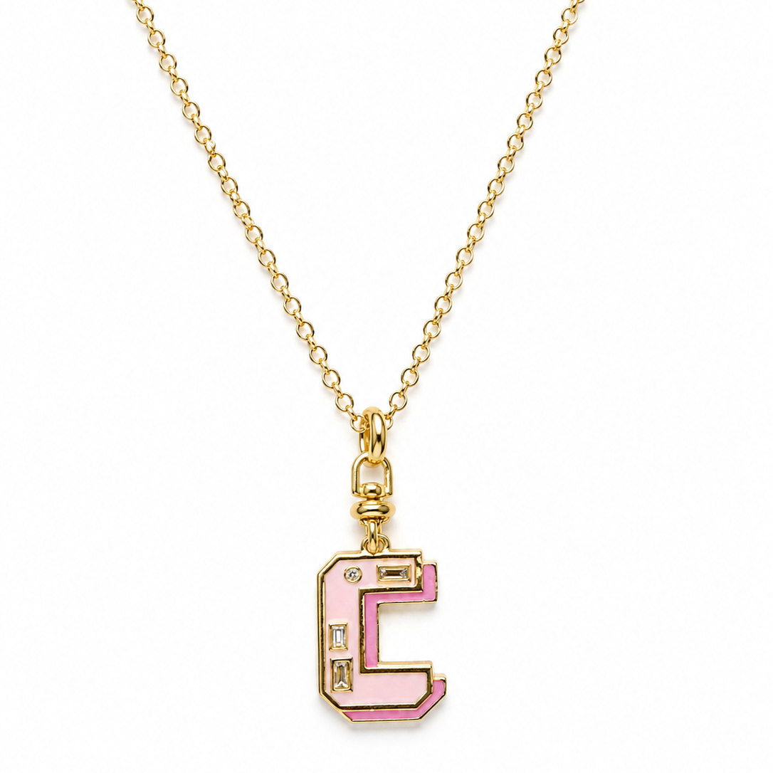 Graffiti Letter with Enamel & Diamonds