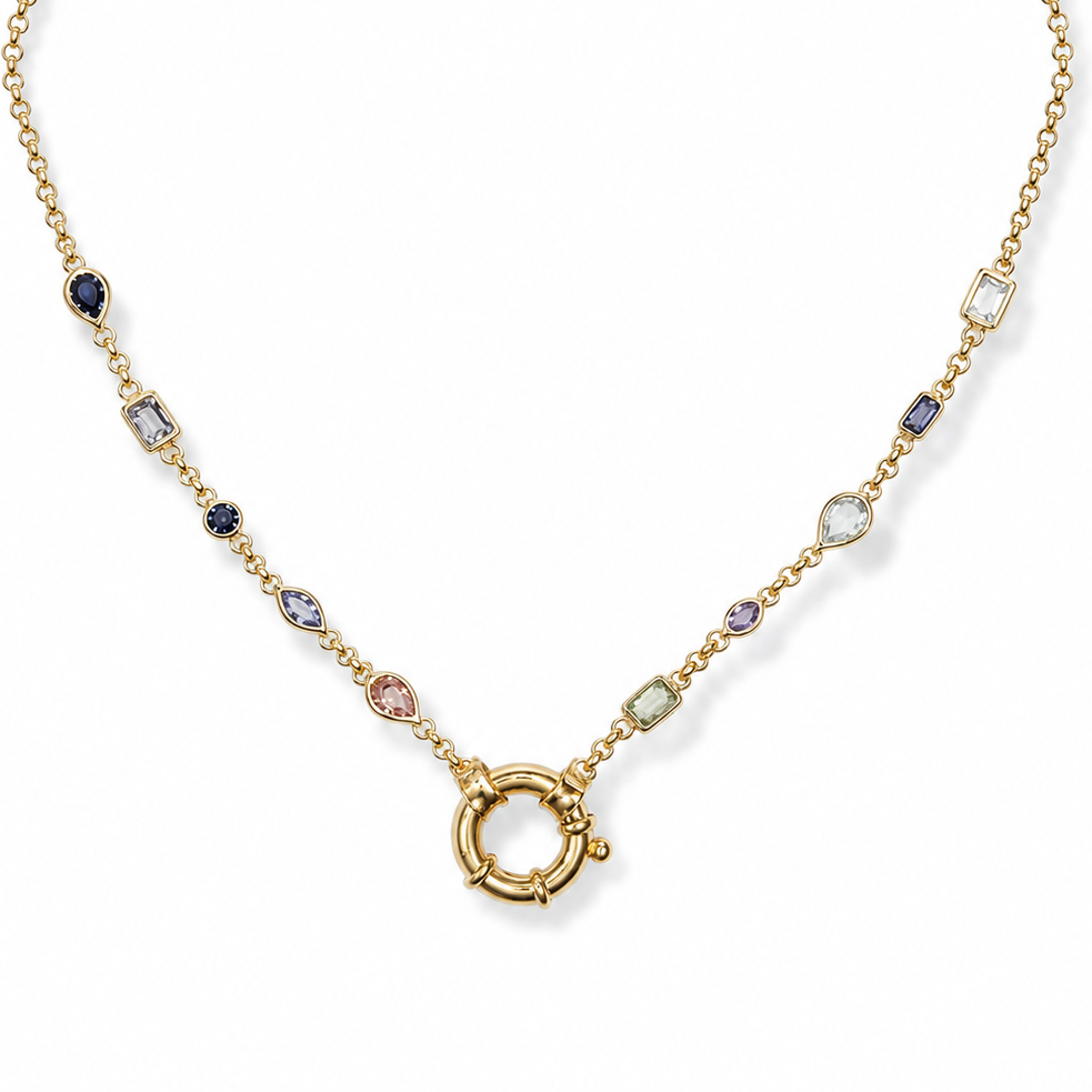 Chain Necklace with Mix Sapphires