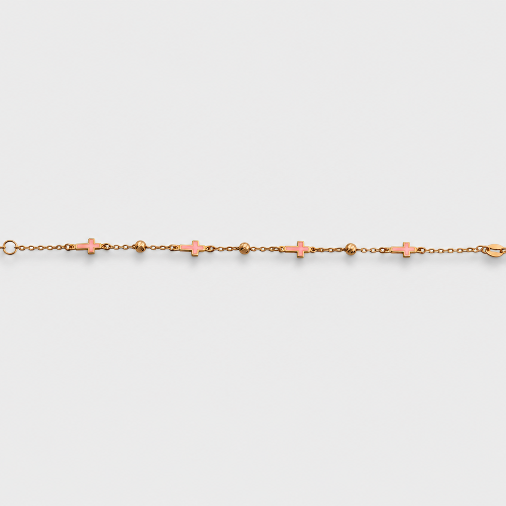 Crosses Pink Enamel Bracelet