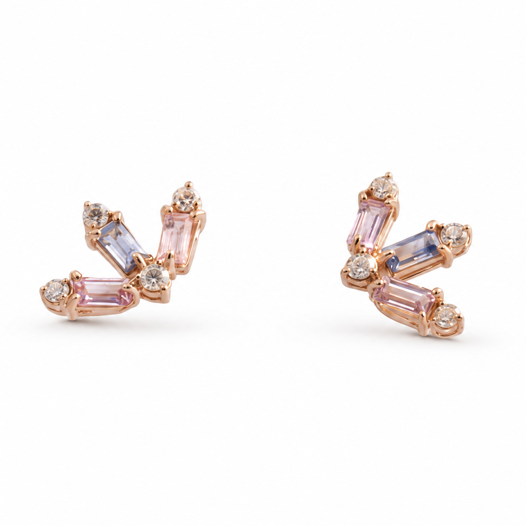 Rainbow Baguette Studs