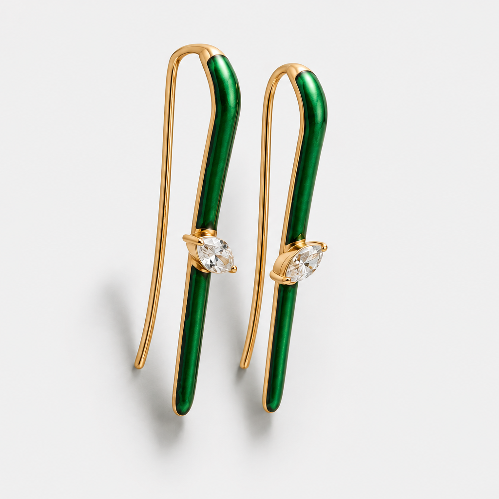 Elongated Enamel Marquise Earrings