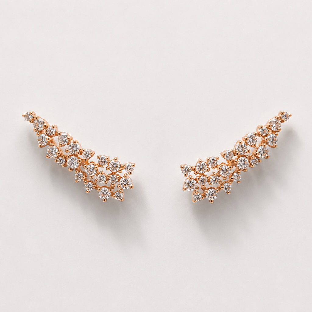 Rose Gold Statement Climber Earrings