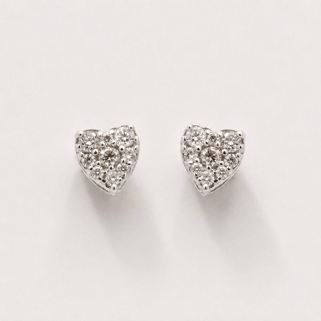 Diamond Heart Cluster Studs