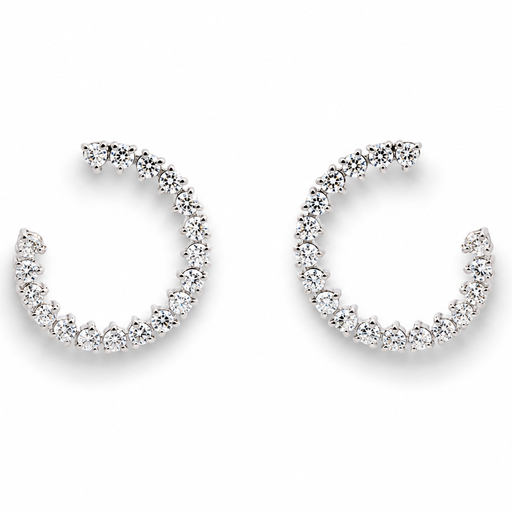 Diamond Crescent Earrings