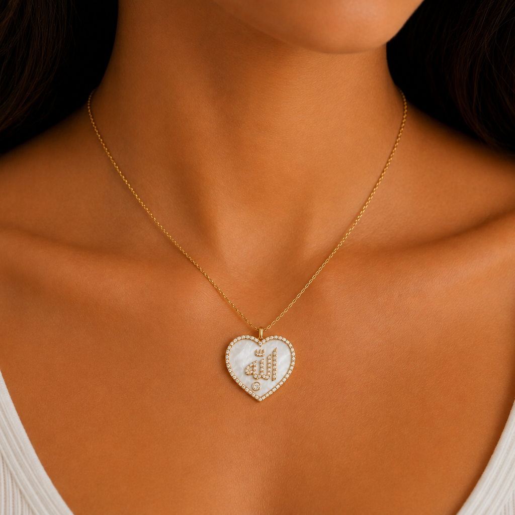 Allah Enamel Heart Pendant