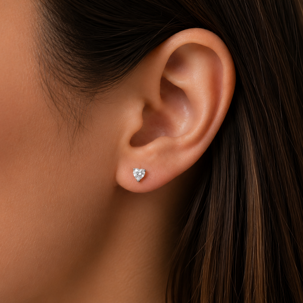 Diamond Heart Studs