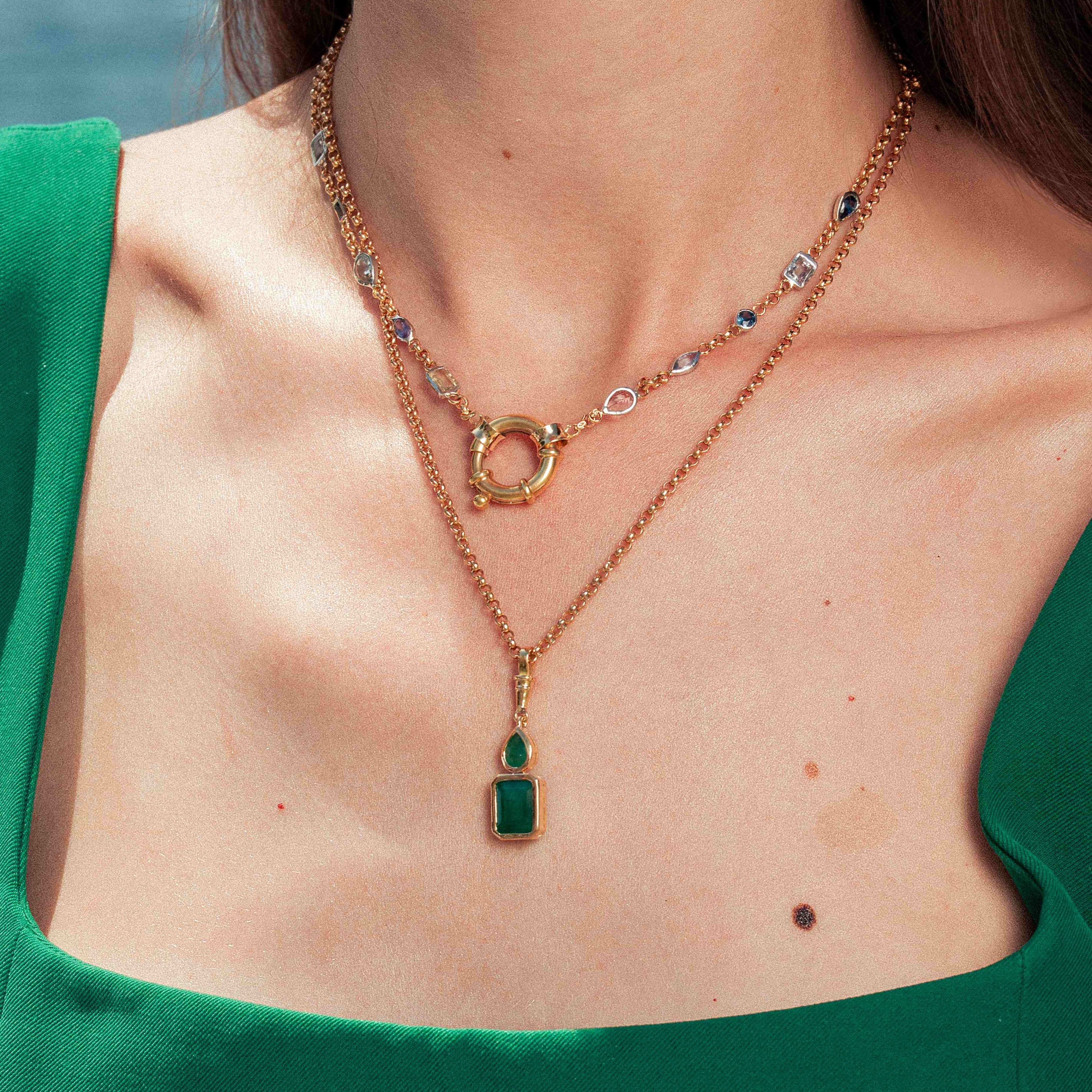 Emerald Drop Long Pendant