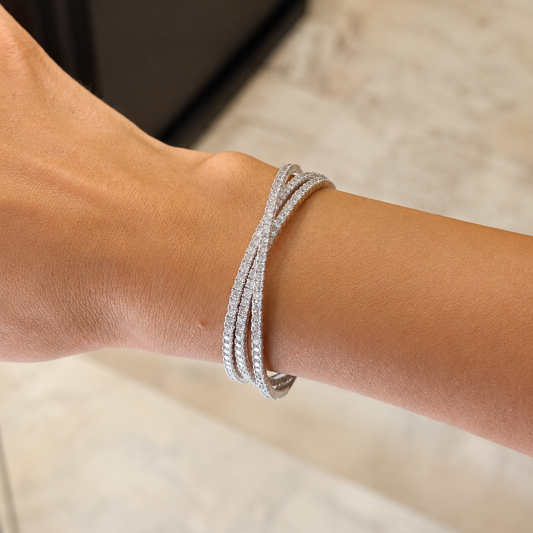 3-Line Spiral Tennis Bracelet