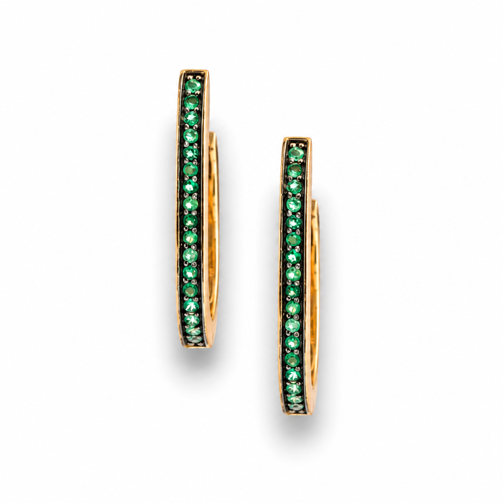 Emerald Elongated Hoops