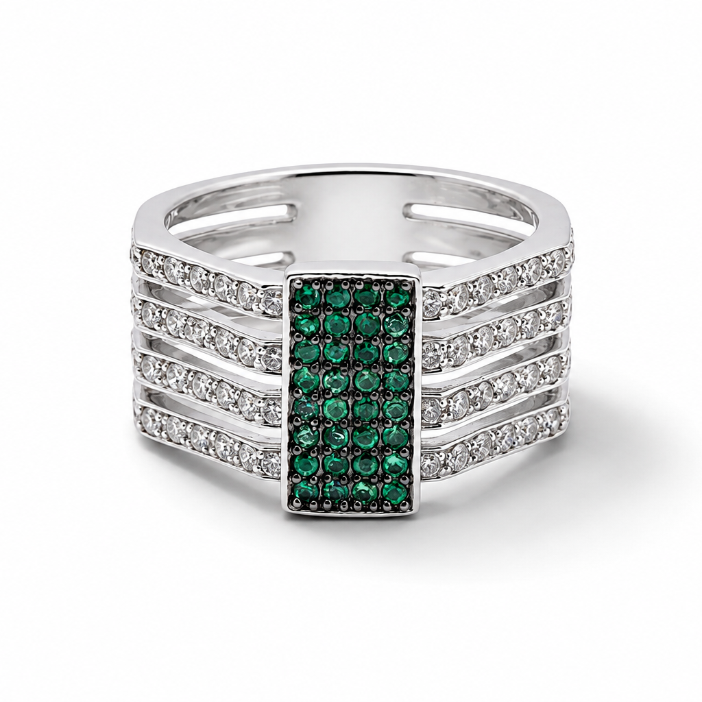 Ring with Pave Emeralds