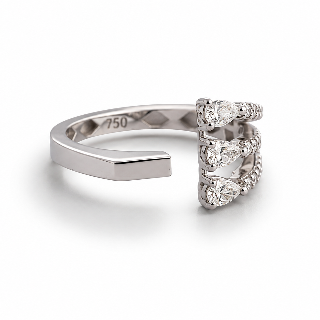Open Ring Pearshape Trio