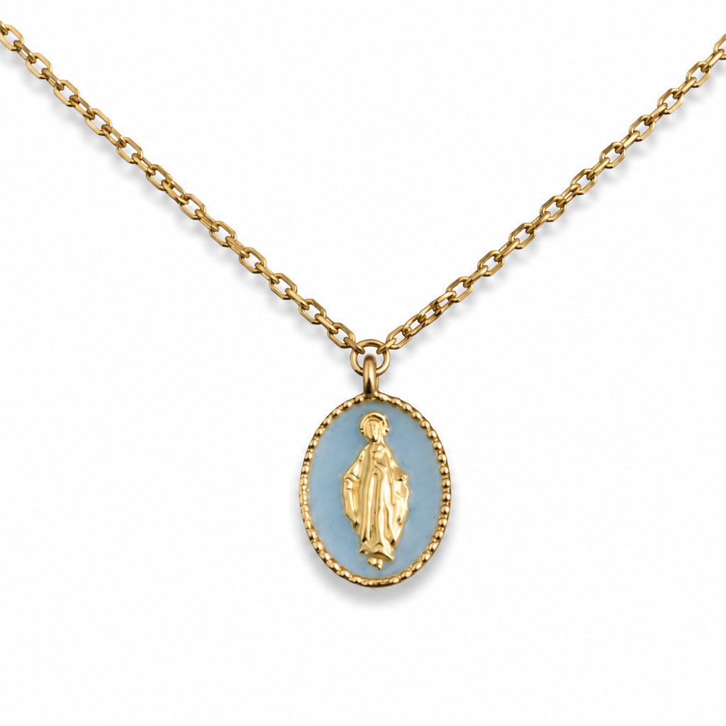 Blue Virgin Mary Medallion