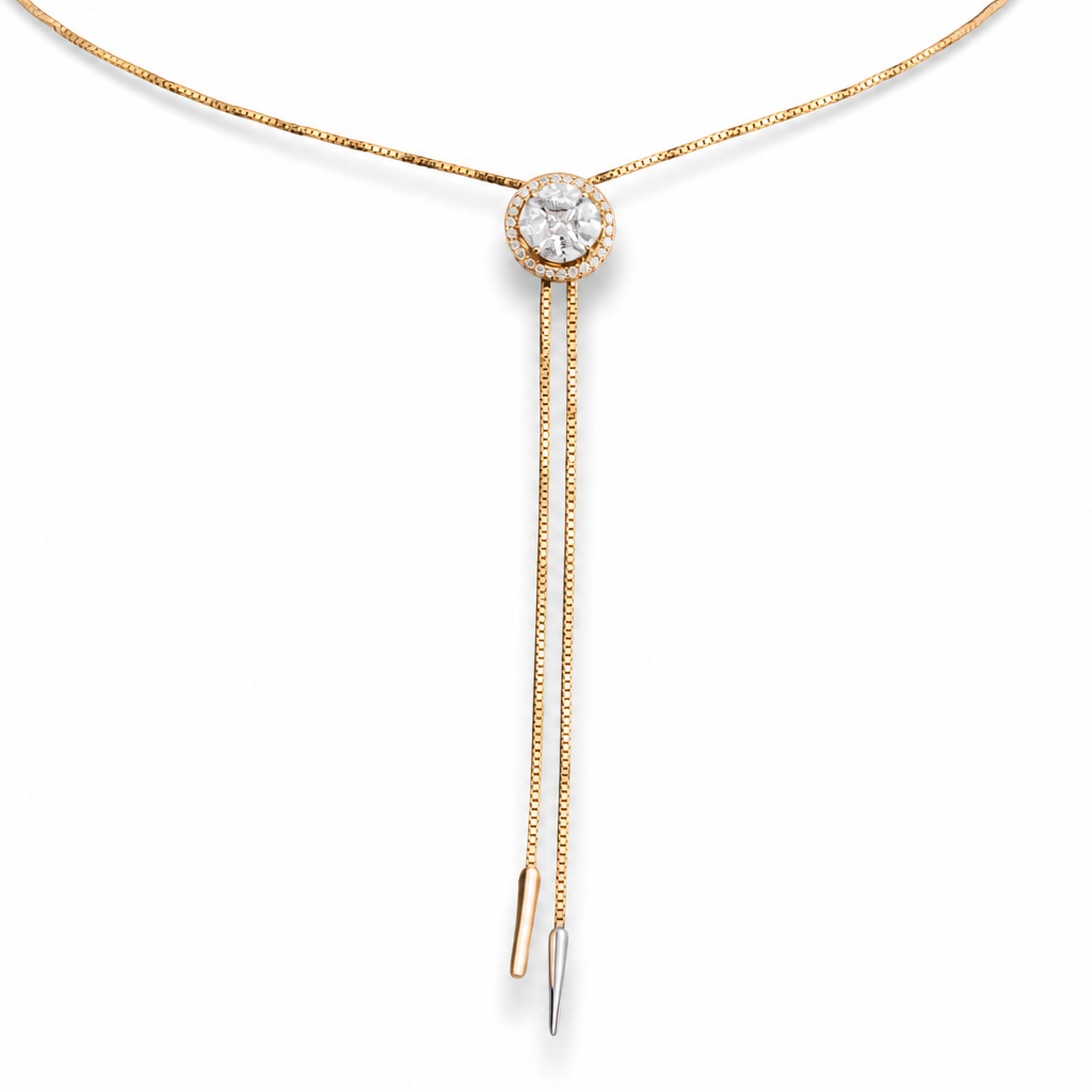 Gold Diamond Lariat Necklace
