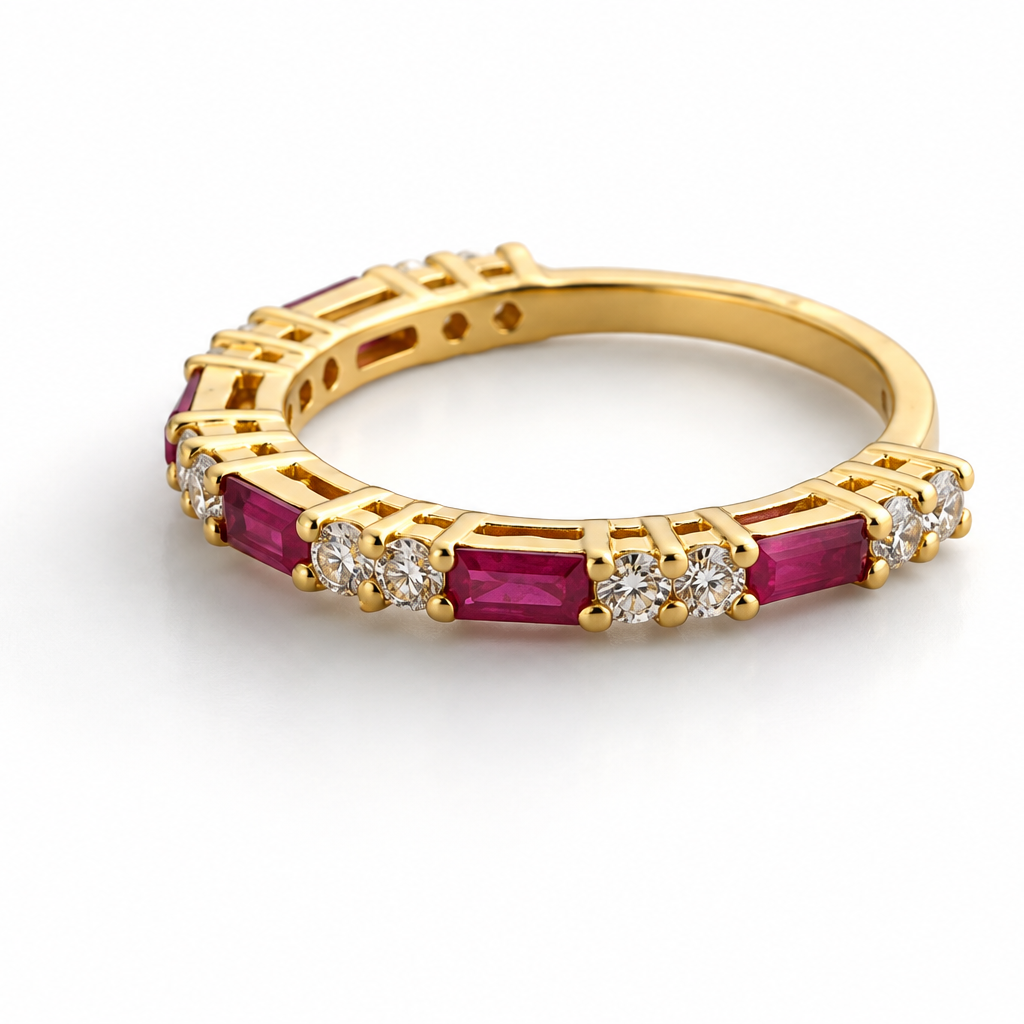 Baguette Ruby and Diamond Ring