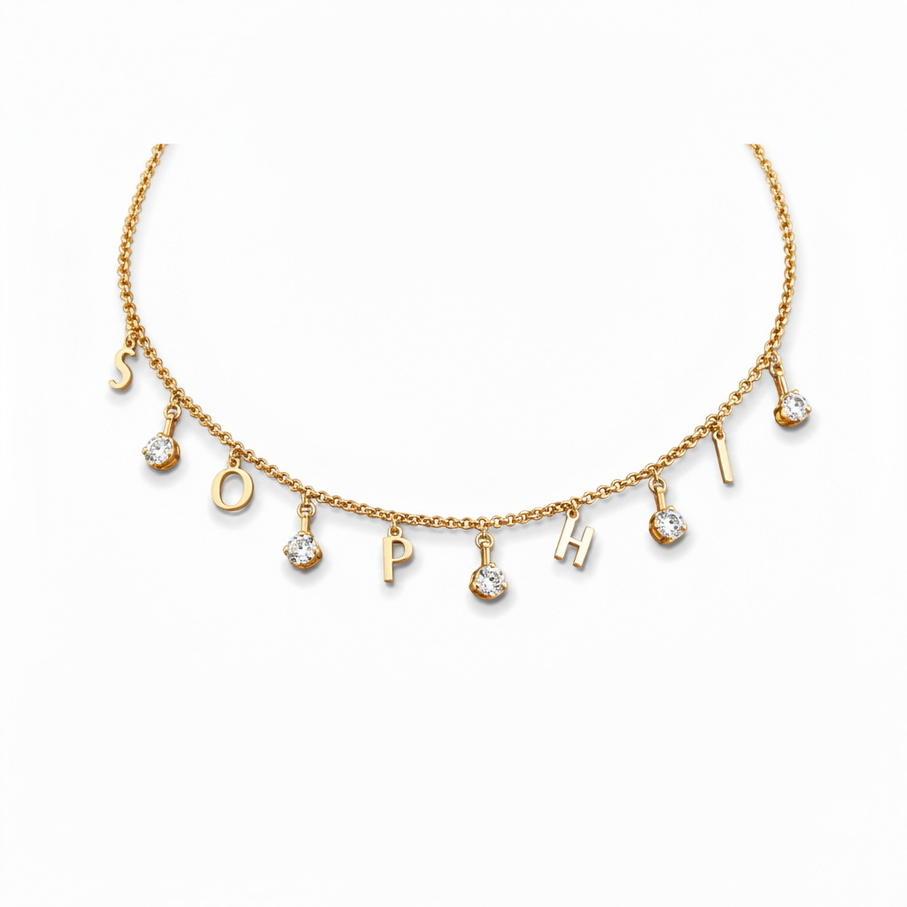 Diamond & Letters Necklace